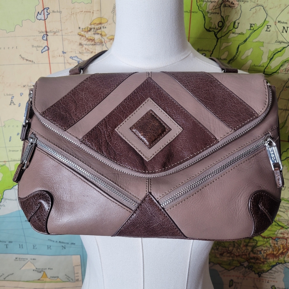 Vintage Joe's Jeans Leather Crossbody/Cluch Purse Handbag Brown Tan
